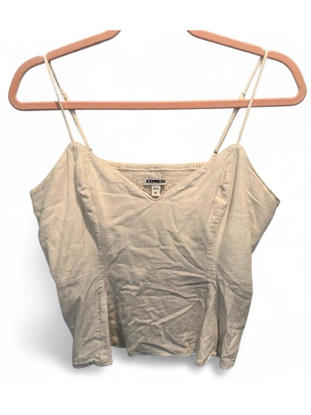Express Women's White Linen Crop Top Size Large Festival Summer